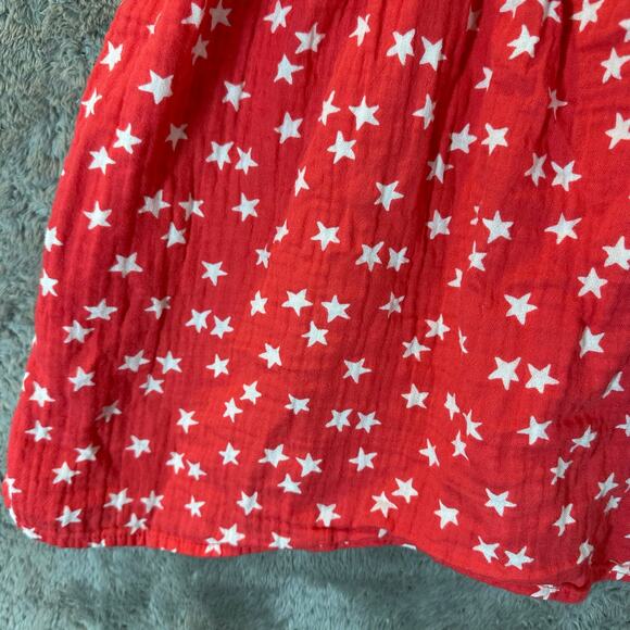Cat & Jack Red White Star Pring Babydoll Top Muslin Cotton Girls L Large 10 12 - Picture 4 of 7